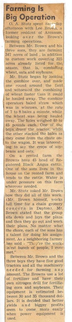 Lee Elbert Family - Lee Elbert Brown - Farming is Big Operation NP clipping c. 1960s