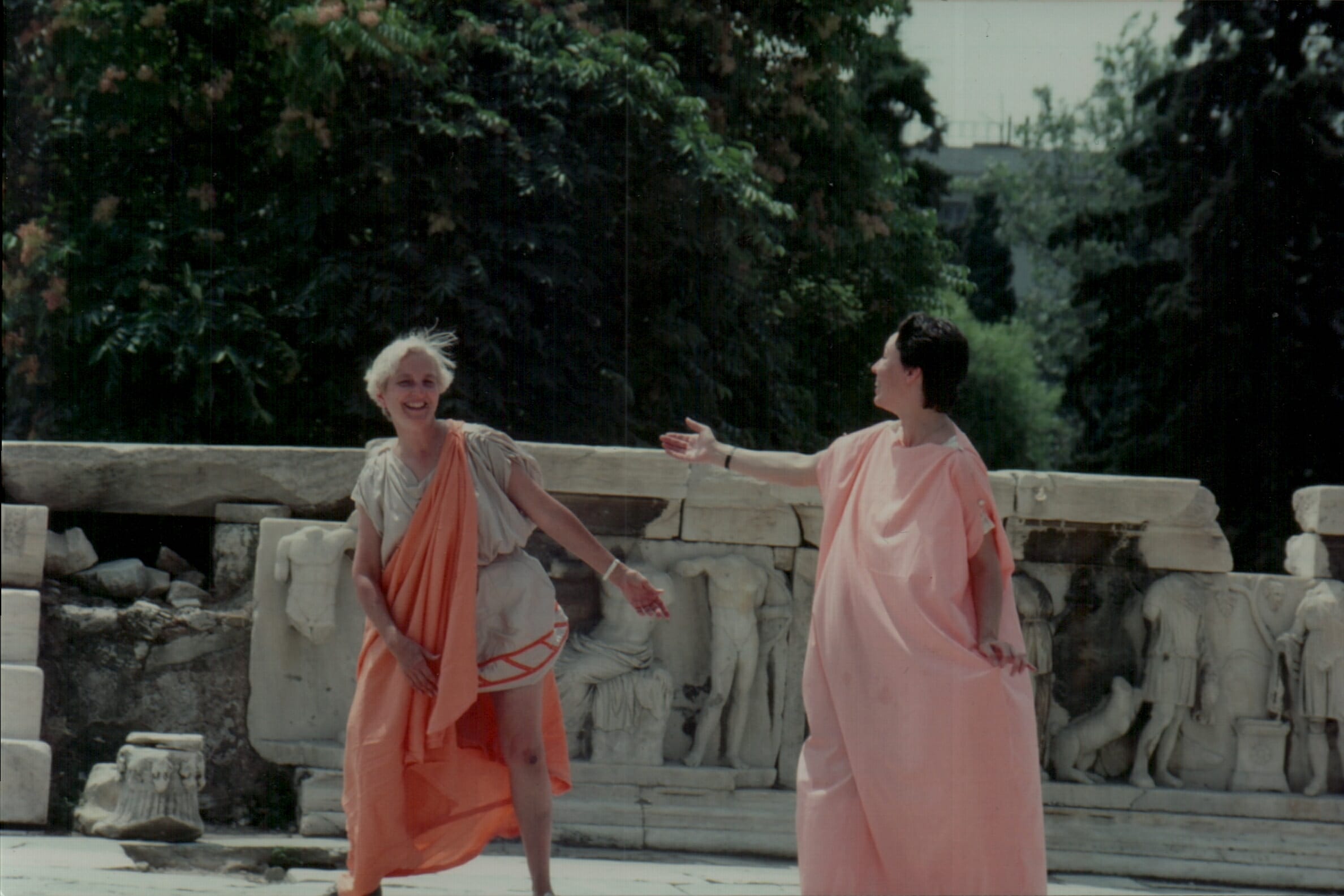 1984.07.CRH & Barbara Sorensen at the theatre at the base of the Acropolisin Athens Greece